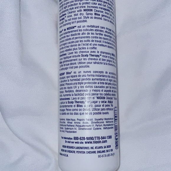Nioxin BLISS Instant Weight-Free Reconditioner For Fine Hair NEW 8oz. - Picture 5 of 5